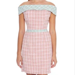 Ashley Lauren - Pink/Aquamarine - Ladies Tweed Dress